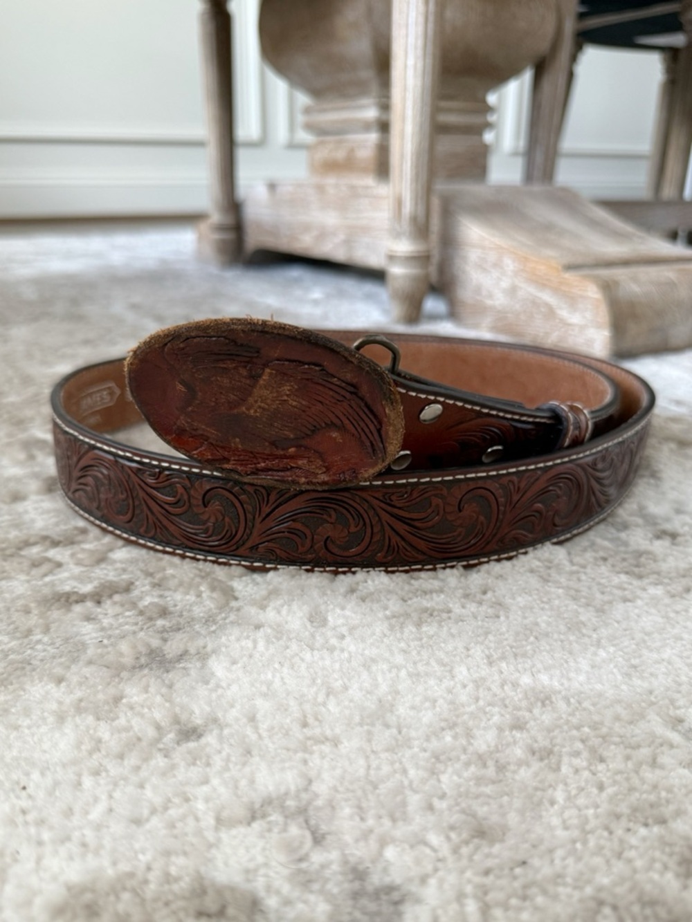 Cody James Eagle Brown Embossed Leather Belt